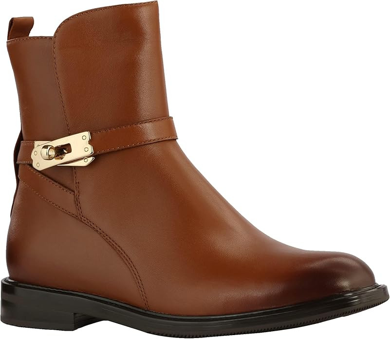 JATAREA Women’s Ankle Boots – Stylish Leather Block Heel Booties, Comfortable Fit with Cushio... | Amazon (US)