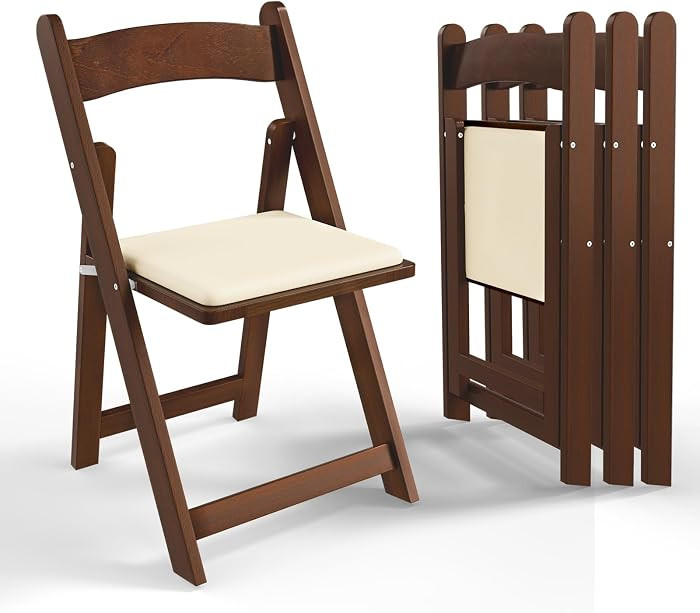 VINGLI Wooden Folding Chairs with Cushion, Comfortable, Portable and Durable Foldable Seating for... | Amazon (US)