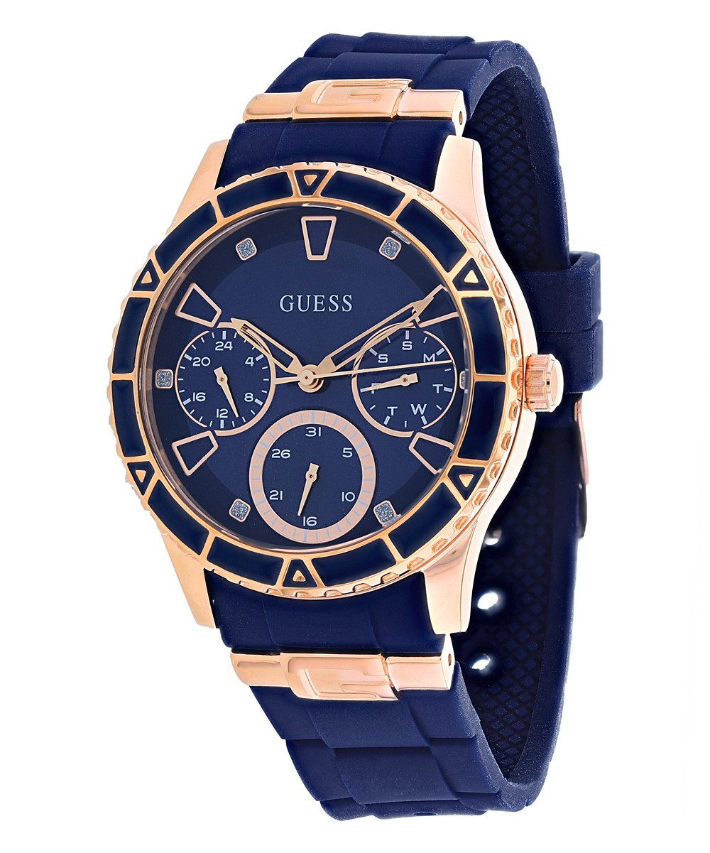 GUESS Men's Watches Blue - Blue & Goldtone Valencia Rubber-Strap Watch | Zulily