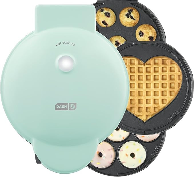 DASH MultiMaker Treat Maker System, Mini Donuts, Heart Shaped Waffle, Mini Cupcakes - Aqua | Amazon (US)