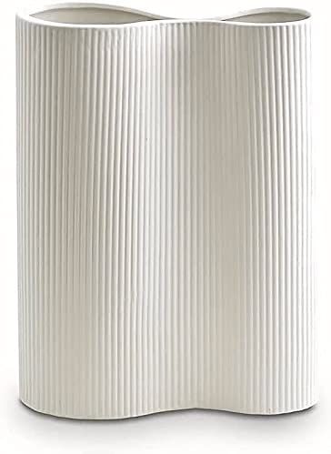 Luxe Infinity White Vase. 9” Ribbed Vase for Flowers. Organic Modern Home Decor. Pampas Grass V... | Amazon (US)