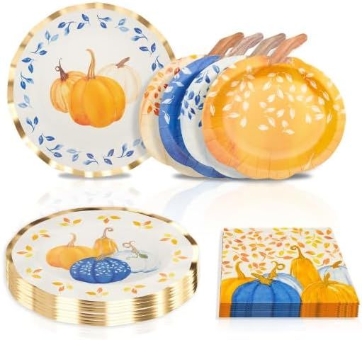 Thanksgiving & Holiday Paper Table Setting - Skip The Dishes with Elegant Paper Plates - 44 Piece... | Amazon (US)