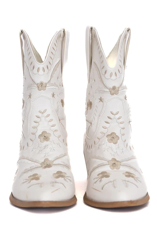 Leann Embroidered Bone Leather Cowboy Boots FINAL SALE | Pink Lily