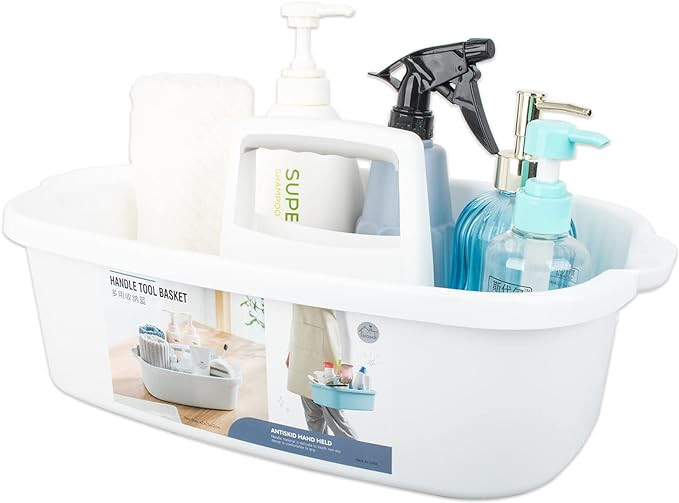 Large Cleaning Supplies Caddy Portable Shower Basket Supply Organizer with Handle Plastic Bucket ... | Amazon (US)