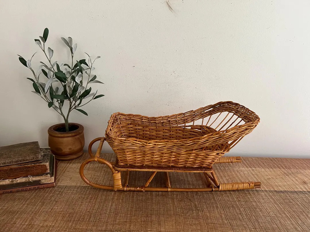 Vintage Wicker Sleigh Planter - Etsy | Etsy (US)