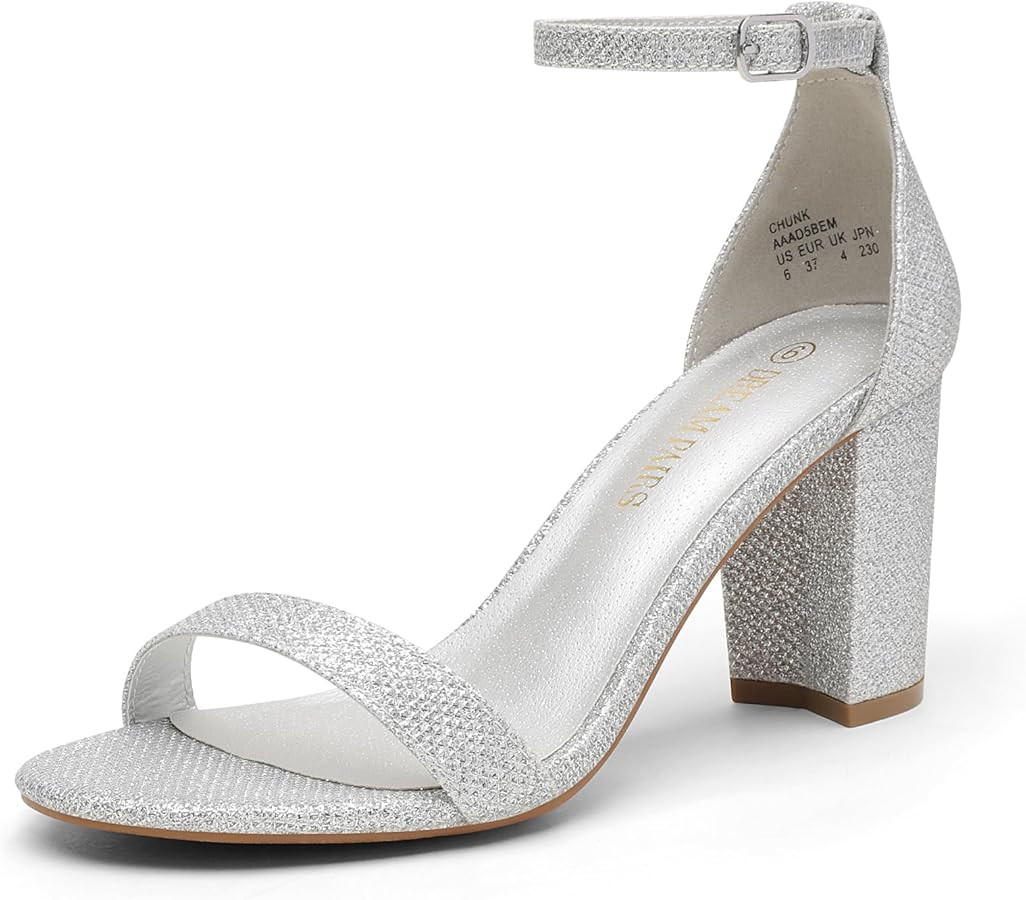 DREAM PAIRS Women's Chunk Low Heel Pump Sandals | Amazon (US)