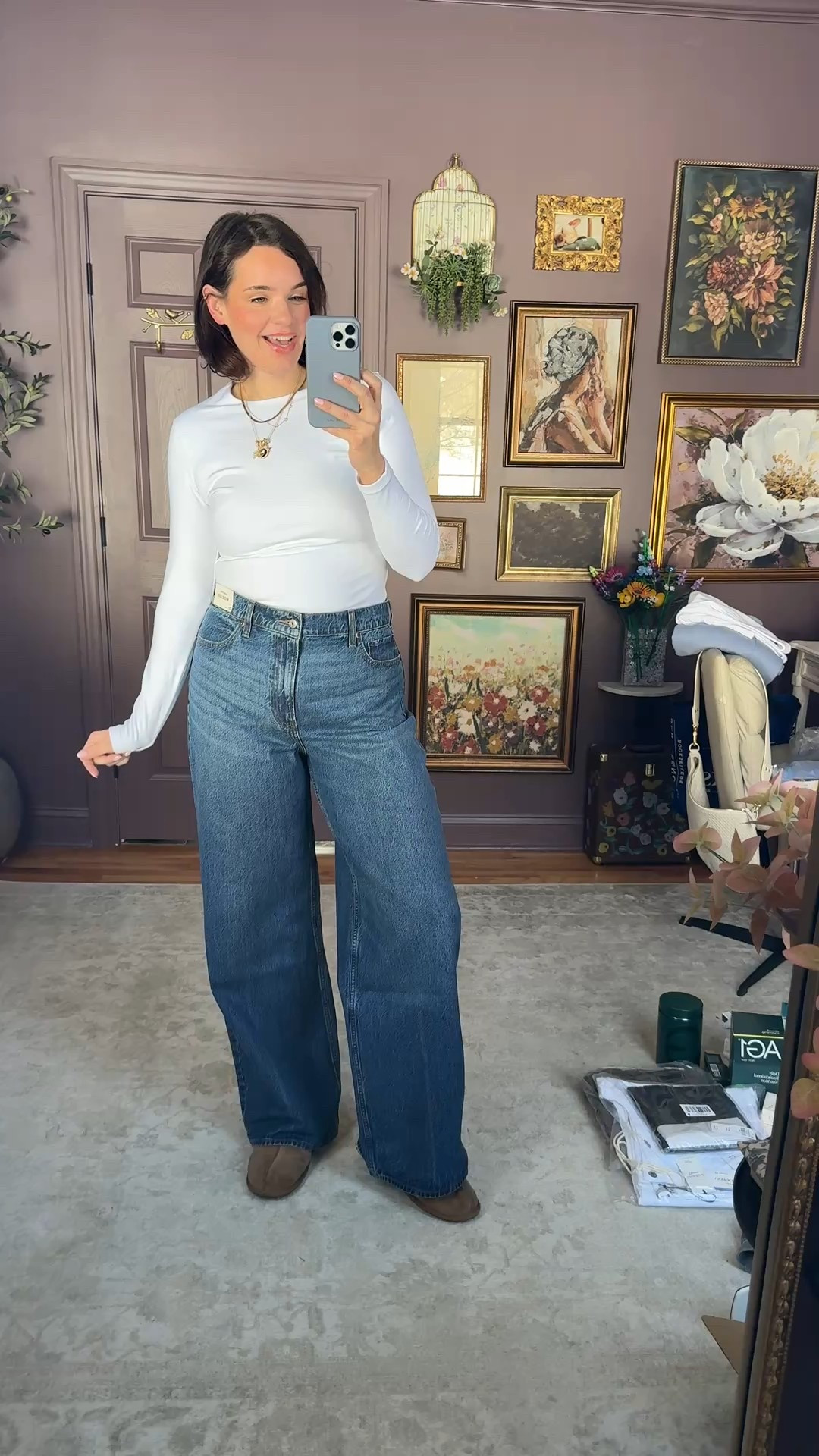 So cute from @abercrombie I’m wearing a large in the top. Highly recommend taking your larger size. It runs snug! 

In the jeans, I’m wearing a 31T, but I’ll be exchanging them for the 30T