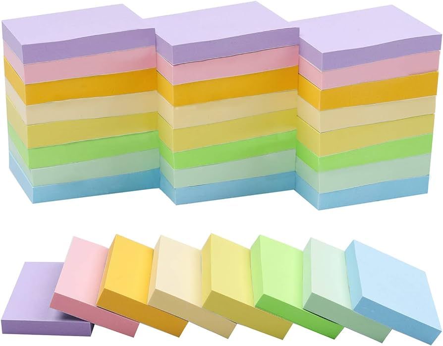 Sticky Notes 1.5x2 Inches,48 Pads, Light Colors Self-Stick Pads,75 Sheets/Pad | Amazon (US)