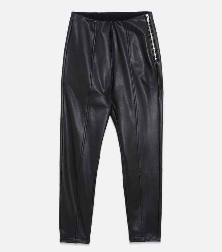 Petite Black Leather-Look High Waist Zip Short Leggings
						
						Add to Saved Items
						Rem... | New Look (UK)