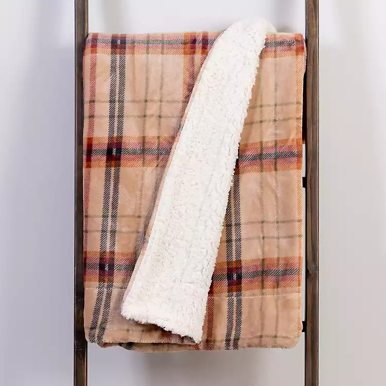 Mocha Brown Plaid Sherpa Throw | Kirkland's Home