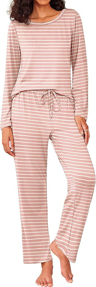 Ekouaer Womens Pajama Sets 2 Piece Pjs Sleepwear Soft Comfy Loungewear Long Sleeve Pullover Top a... | Amazon (CA)