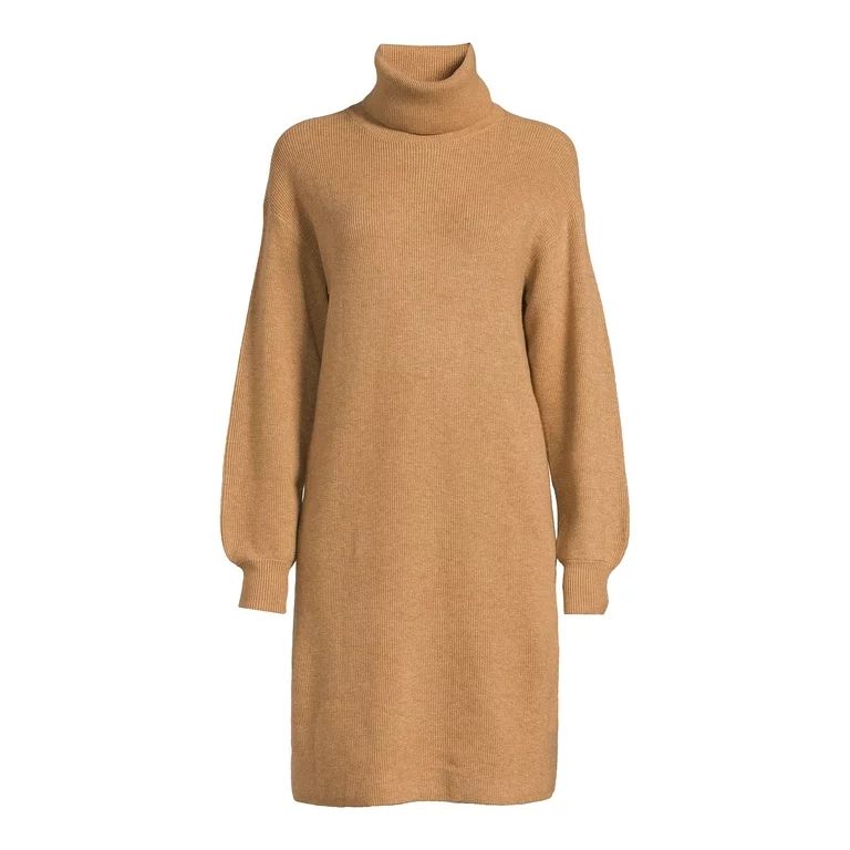 Time and Tru Women's Ribbed Knit Turtleneck Dress, Sizes S-XXXL - Walmart.com | Walmart (US)