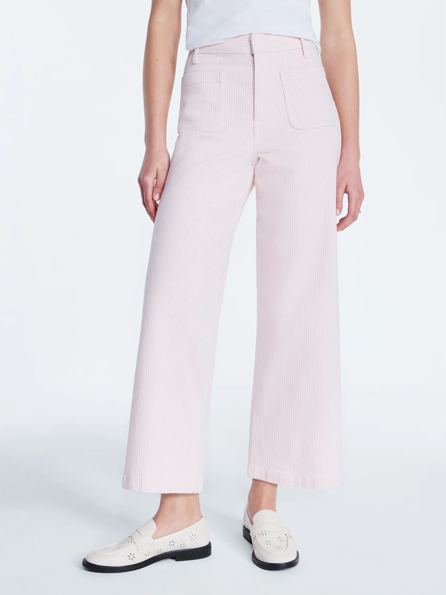 Free Assembly Women's High Rise Cropped Patch Pocket Seersucker Pants, 26" inseam, Sizes 0-20 | Walmart (US)