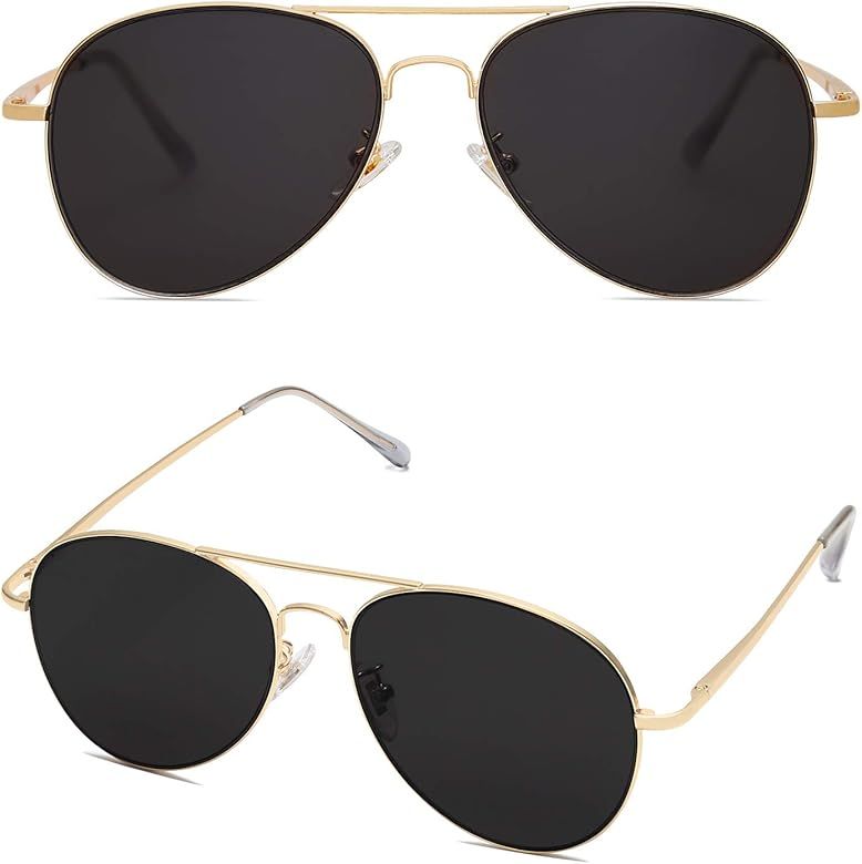 Amazon.com: SOJOS Classic Aviator Sunglasses for Women Men Metal Frame Spring Hinges SJ1030, Silv... | Amazon (US)
