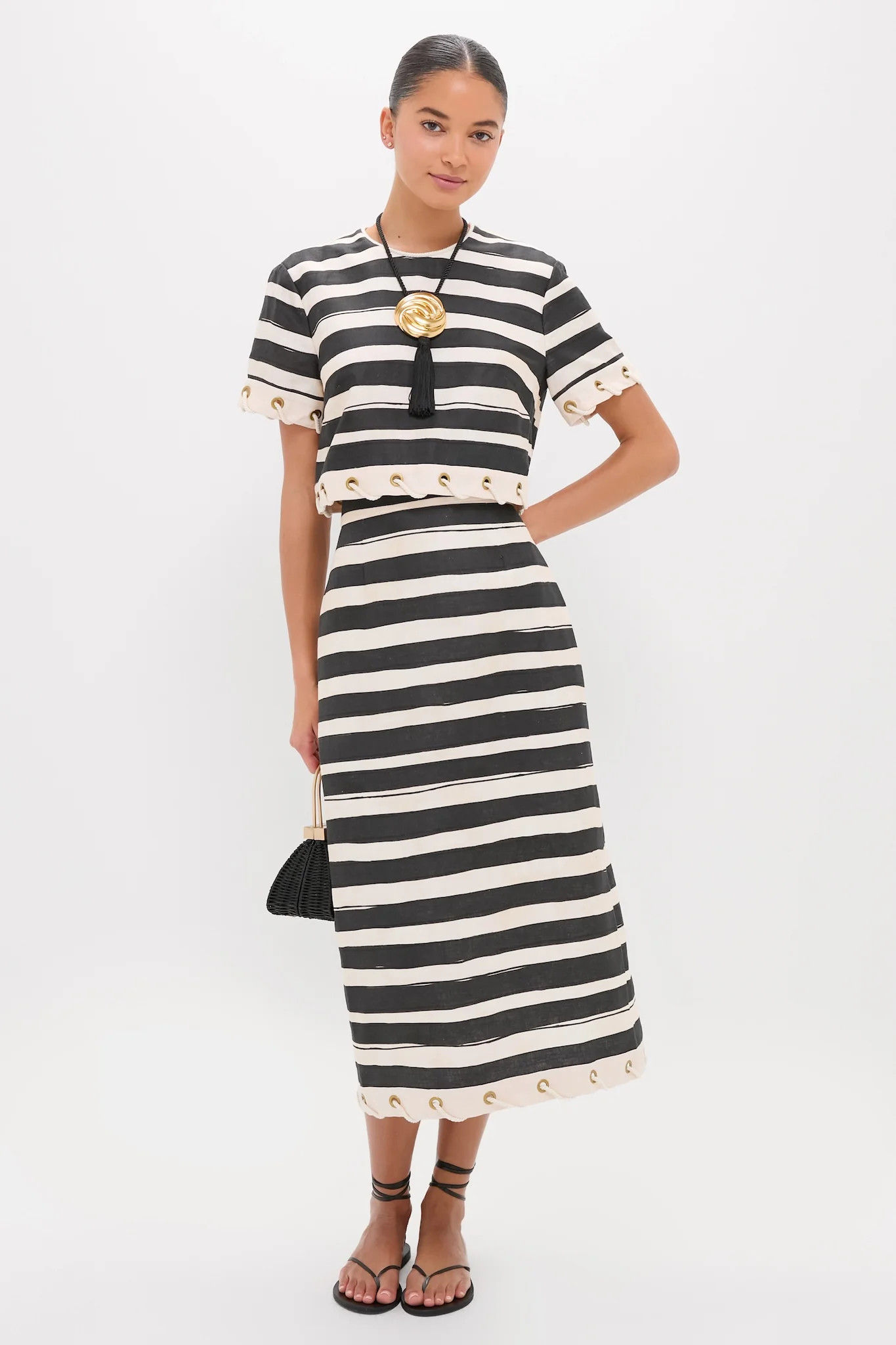 Black Stripe Story Pencil Skirt | Tuckernuck (US)