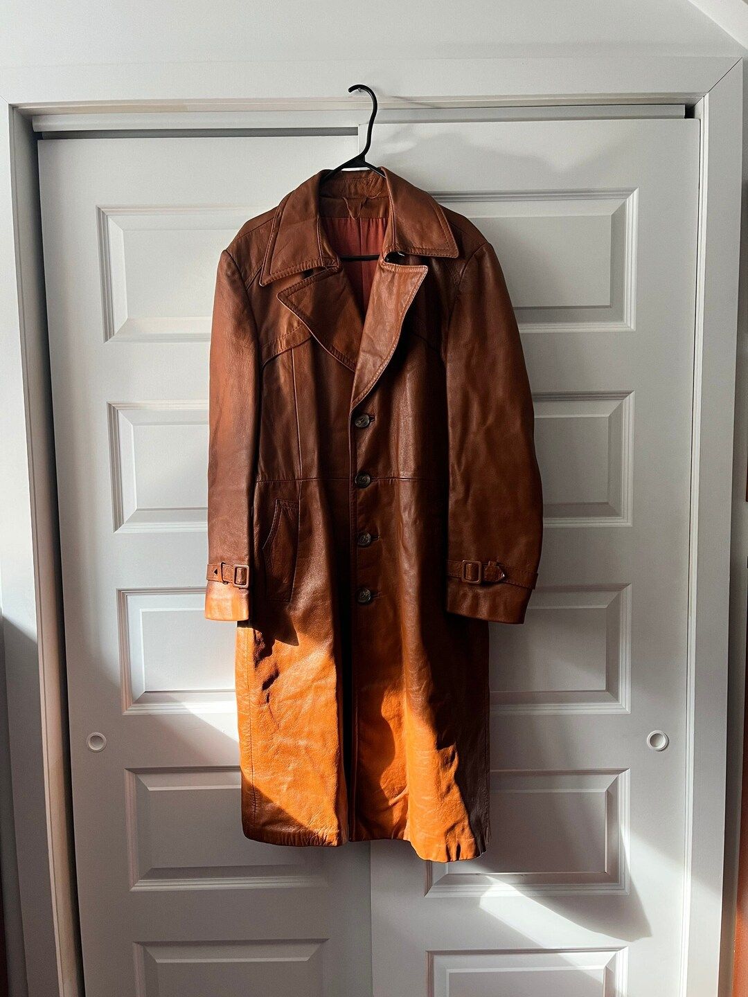 Vintage Caramel Brown Leather Duster  Womens M  Unisex S - Etsy Canada | Etsy (CAD)