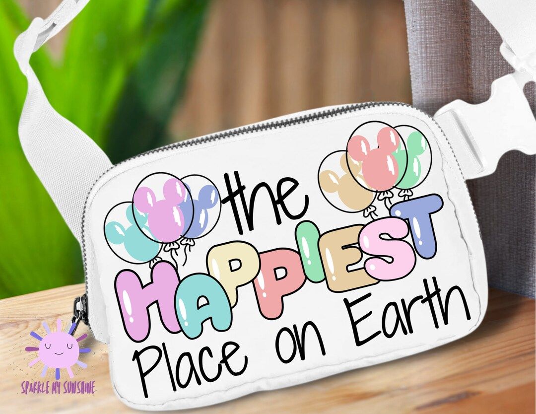 Happiest Place on Earth DisneyLand Fanny Pack, Mickey Balloon Disney World Sling Bag, Vacation Be... | Etsy (US)