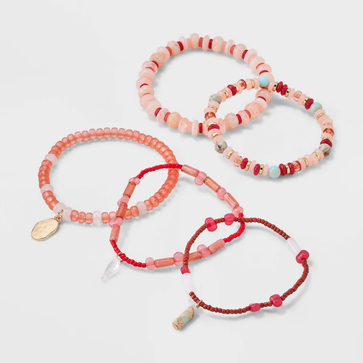 Semi Precious Jasper Beaded Medallion Bracelet Set 5pc - Universal Thread™ | Target