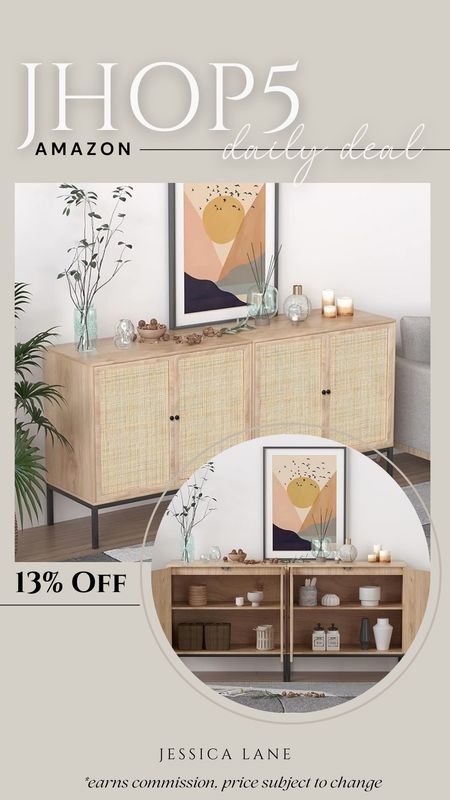 Amazon daily deal, save 13% on this gorgeous rattan sideboard accent cabinet. Living room furniture, dining room furniture, sideboard, accent cabinet, storage console, credenza, Amazon home, Amazon deal

#LTKhome #LTKsalealert #LTKstyletip