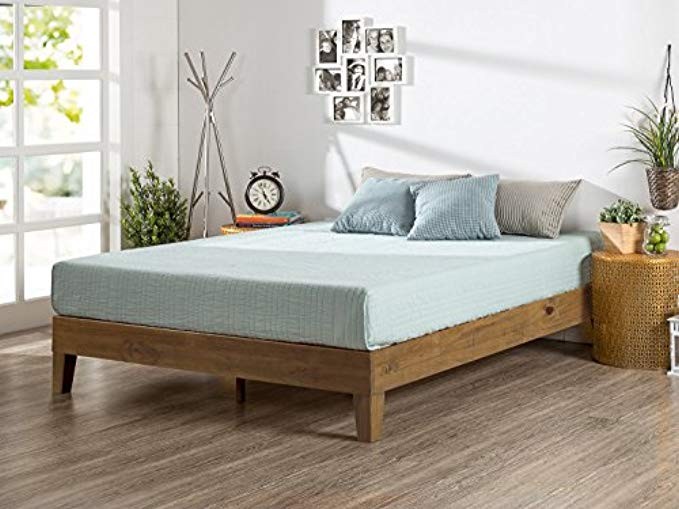 Zinus 12 Inch Deluxe Wood Platform Bed/No Boxspring Needed/Wood Slat Support/Rustic Pine Finish, Kin | Amazon (US)