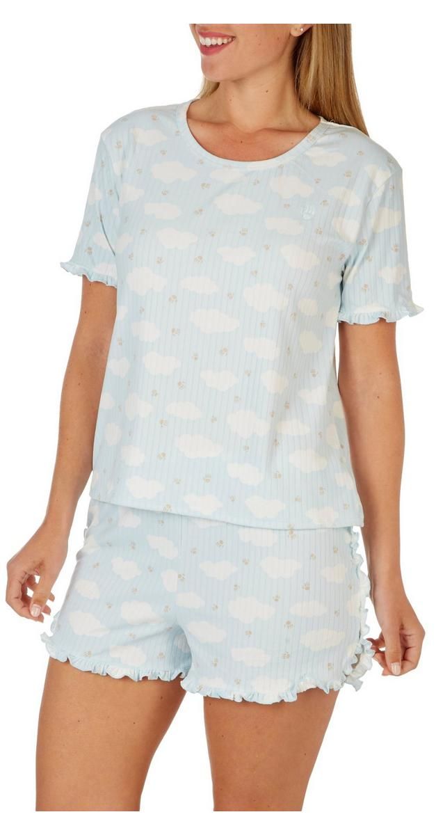 Women's 2 Pc Cloud Print Pajama Set - Blue-Blue-0734330512140   | Burkes Outlet | bealls