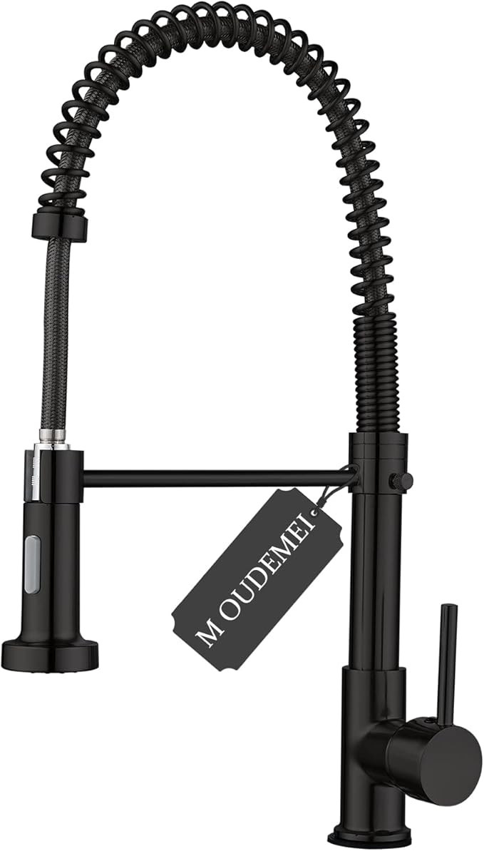 M OUDEMEI Modern Commercial Pull Down Kitchen Faucet, Dual Function Spray Head, Single Handle Sol... | Amazon (US)