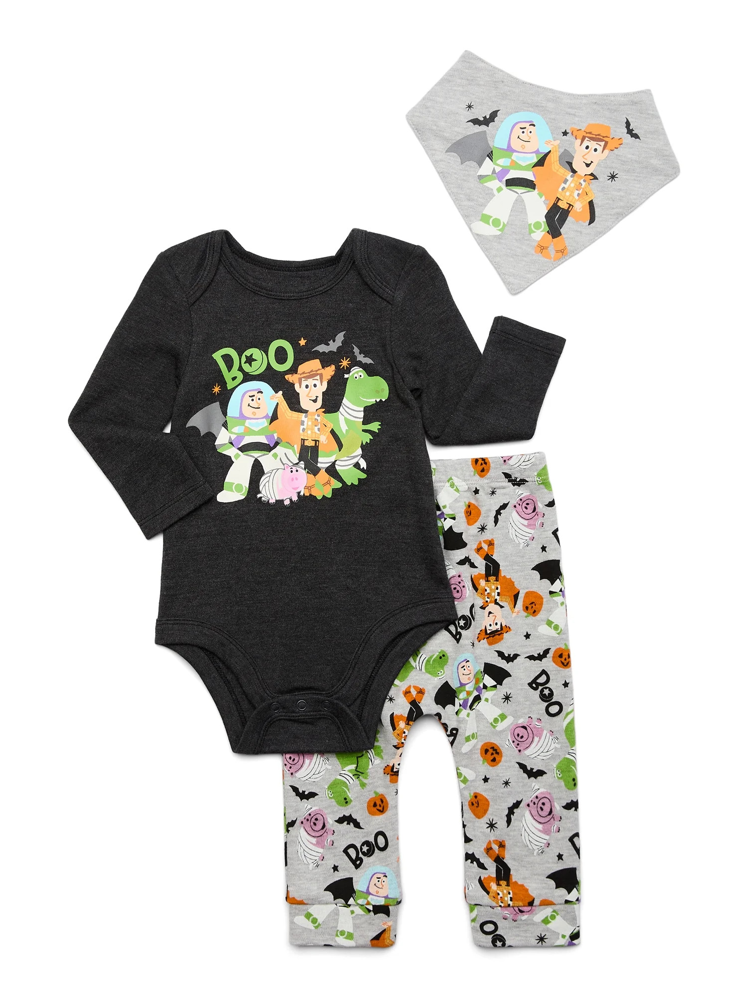 Baby Character Halloween Long-Sleeve Bodysuit, Pants, and Bib Outfit Set, 3-Piece, Sizes Newborn-... | Walmart (US)