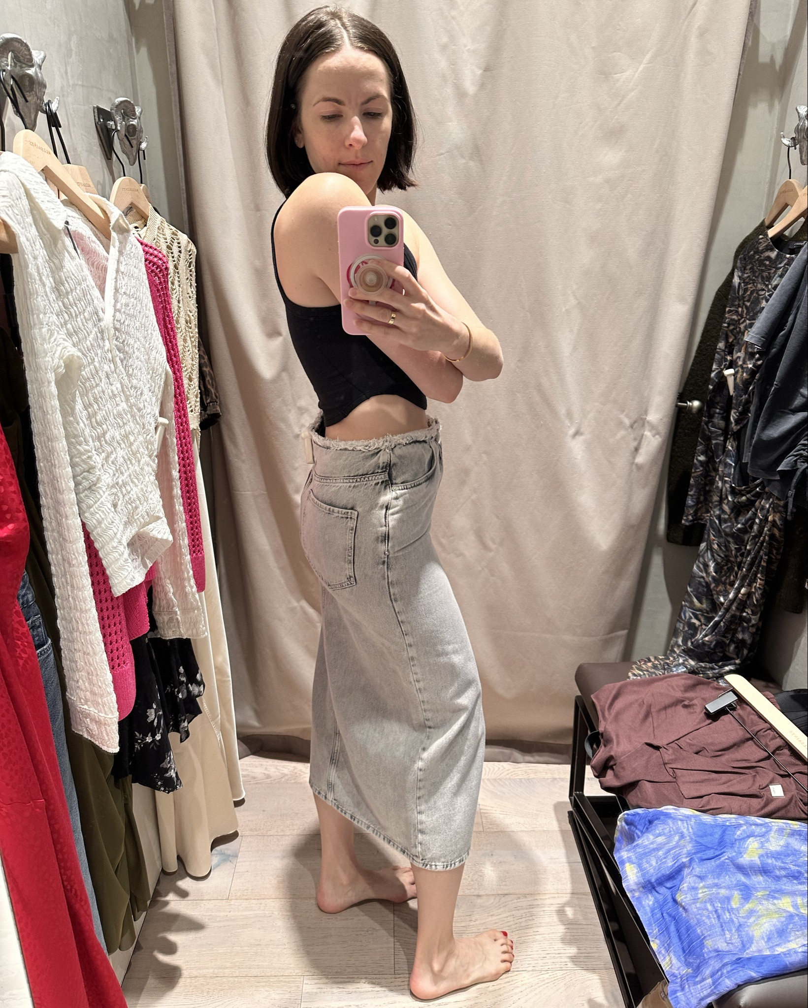 All Saints up to 50% sale is happening now! Here’s what I got… 

Here’s another look at the denim maxi skirt! I’m showing how it’s a little loose in the back. But it’s the perfect fit through the hips and it could not be any smaller. There aren’t belt loops so I’ll probably stick to bodysuits. 

I’m wearing a size US 4  I find that All Saints can run a little looser so I tend to size down. 

I’m 5’9” and around 135-140 lbs. 

#LTKStyleTip #LTKFindsUnder100 #LTKSummerSales