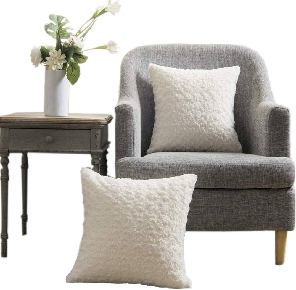 LANANAS Luxury Soft Plush Faux Fur Throw Pillow Covers for Couch Decorative Mongolian Fur Throw P... | Amazon (US)