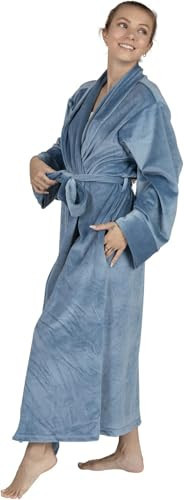Pure Fiber Velour Bathrobe for Women | Plush Cloud Soft Spa Robe with Pockets | Cozy Lounge Robe (US, Alpha, Medium, Large, Regular, Regular, Blue) | Amazon (US)