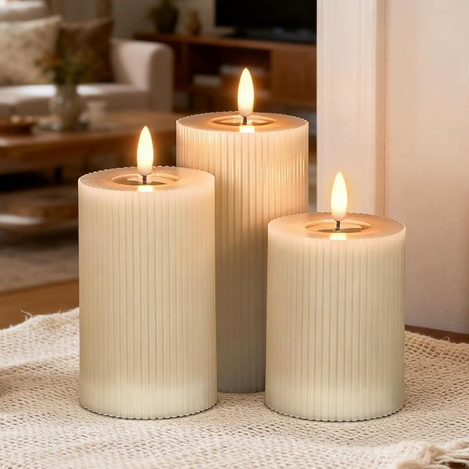 Beige Battery Operated Flameless Candles with 6 Hour Timer | Amazon (US)