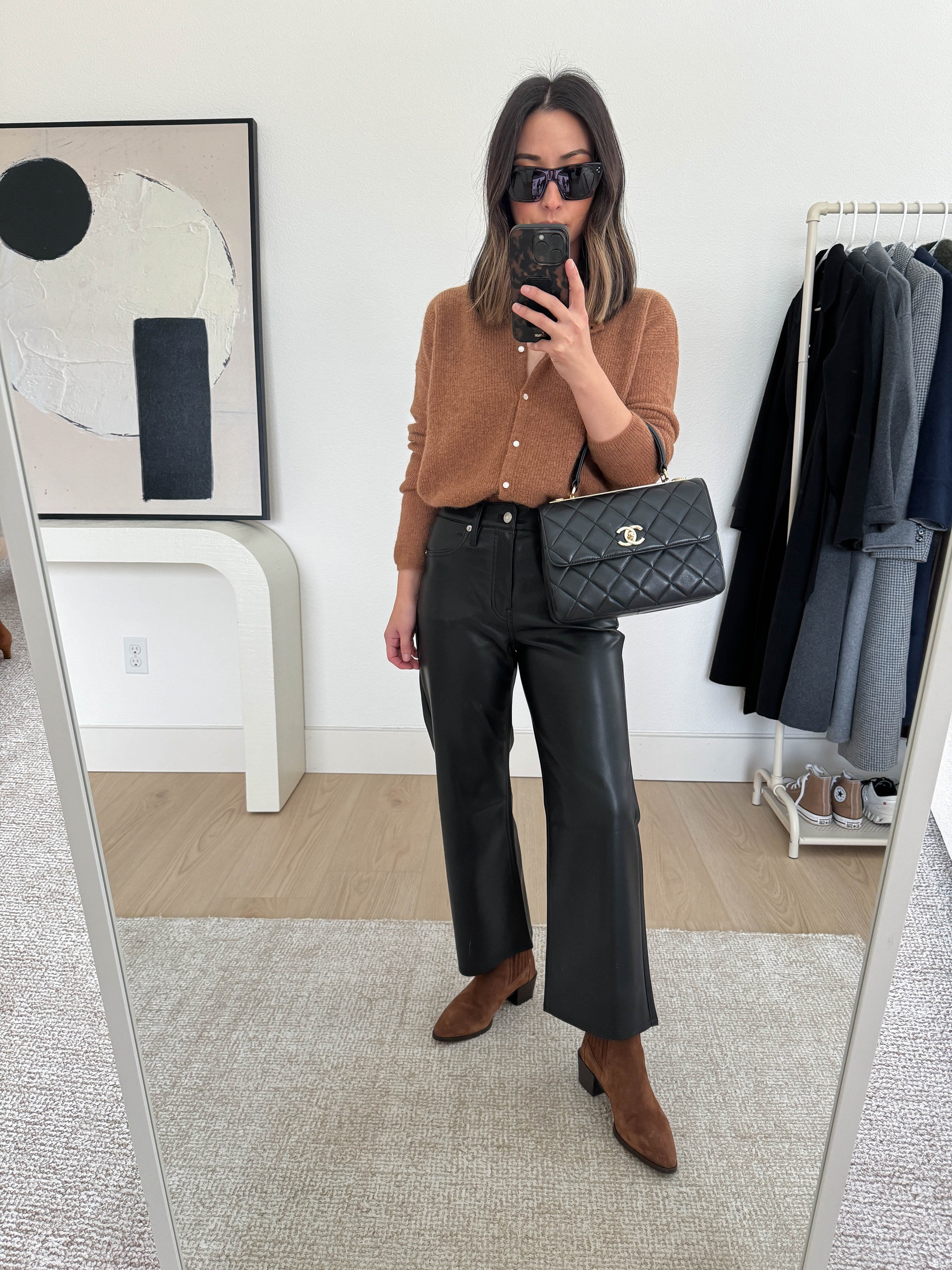 Thanksgiving outfit ideas. Fall outfit ideas.

Sezane cardigan xs. Runs big
J.Crew slim wide pants petite 25
Rag & Bone boots 35 (old)
Chanel Trendy cc small
YSL sunglasses

#LTKItBag #LTKSeasonal #LTKHoliday