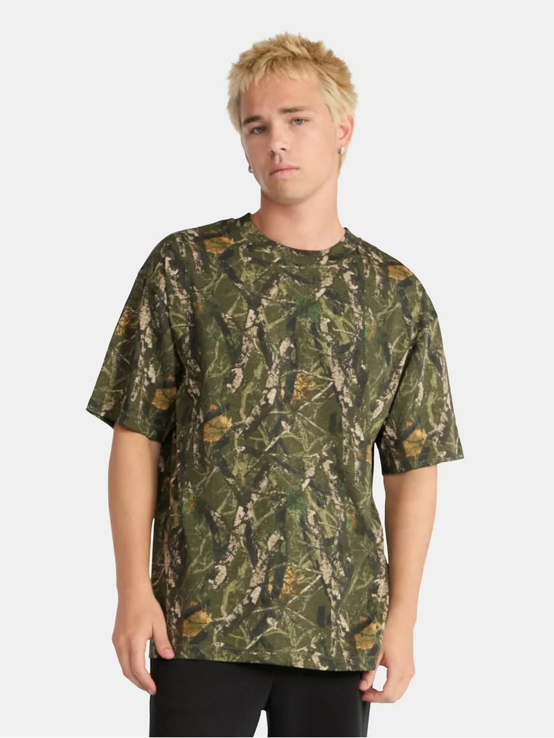 No Boundaries All Gender Cotton Oversize Tee with Short Sleeves, Men's and Big Men's | Walmart (US)
