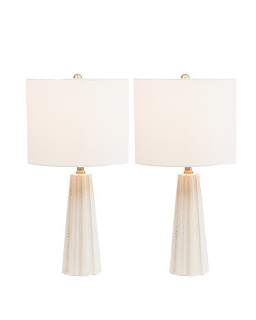 2Pk 24In Textured Ceramic Table Lamp Set, Gold | TJ Maxx