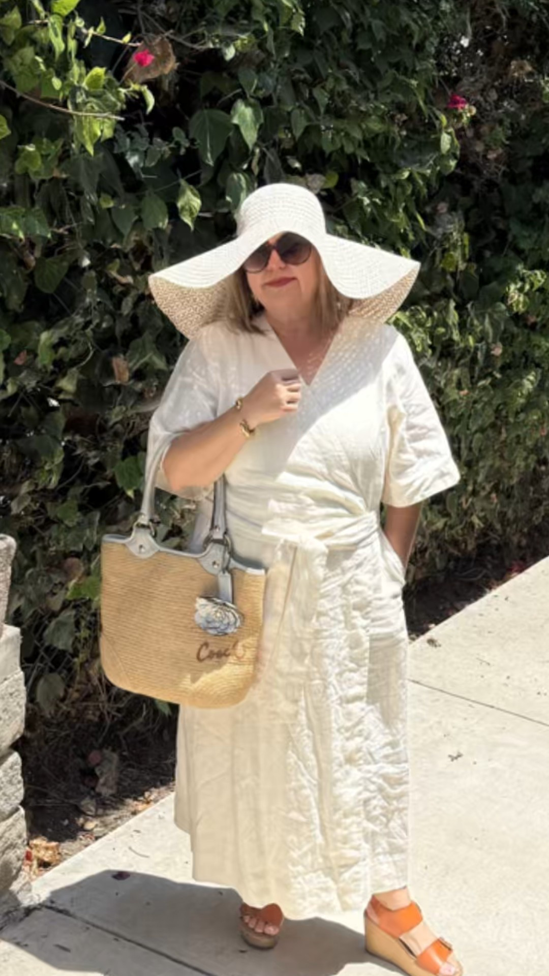 Wore this gorgeous high-quality linen wrap dress (probably could’ve gone down a size, but honestly still felt so good in it 🙃). I got so many compliments!

Styled it with brown wedge sandals, a vintage Coach bag, gold jewelry, and my go-to sun hat, effortless, timeless, and pulled together.

And can we talk about linen for a sec? It’s one of the most sustainable fabrics out there, made from flax, requires little water, no pesticides, and is fully biodegradable. A closet staple that’s kind to your skin and the planet.

Unfortunately, I couldn’t find this exact jewelry or anything similar on LTK. But I’d definitely pair it with some simple gold statement pieces — I’ll link a few options I love!

#LTKsummer #LTKstyletip #linenstyle #lowtoxstyle #sustainablefashion #vintagecoach #LTKeuropeanstyle #LTKunderthesun #slowfashionstyle #ethicaloutfit #flaxlinenlove #LTKlowtox #naturalfibers #consciouscloset #sustainablestyle #lowtoxlife #cleanlivingstyle #slowfashionmovement #organicfashion #lowtoxoutfit #dressingwithintention #holisticstyle #ecoootd #non-toxicfashion #wearwhatmatters #linen #flaxlinen #sustainable

#LTKSeasonal #LTKOver40 #LTKTravel