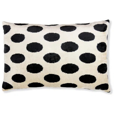 Handmade Velvet Throw Pillow – Black Polka Dot On Ivory (16X24) | Wayfair North America