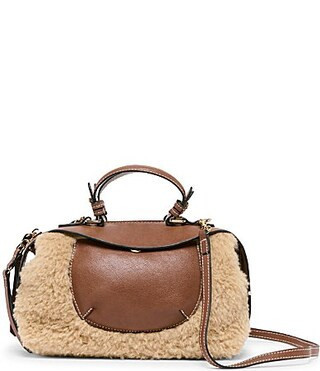 Dolce Vita Luna Mixed Media Shearling Satchel Top Handle Bag - Brown Multi | Dillard's
