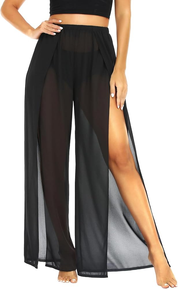 Cover Up Pants Swimwear Women High Split See Through Swimsuit Bikini Bottom Coverup Pants | Amazon (US)