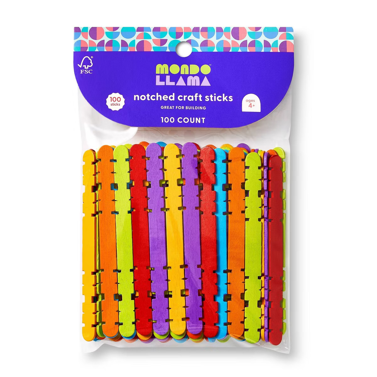 100ct Notched Craft Sticks - Mondo Llama™ | Target