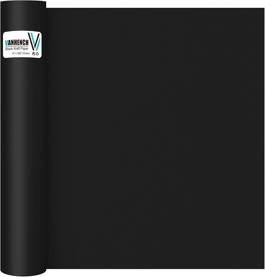 Vanhench 15" x 390" Black Craft Paper for Wrapping or Poster Bulletin Board, Construction Paper, ... | Amazon (US)