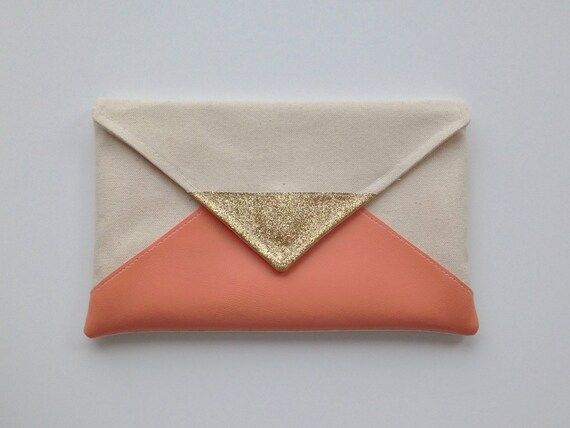 Glitter &amp; Peach Envelope Clutch | Etsy (US)