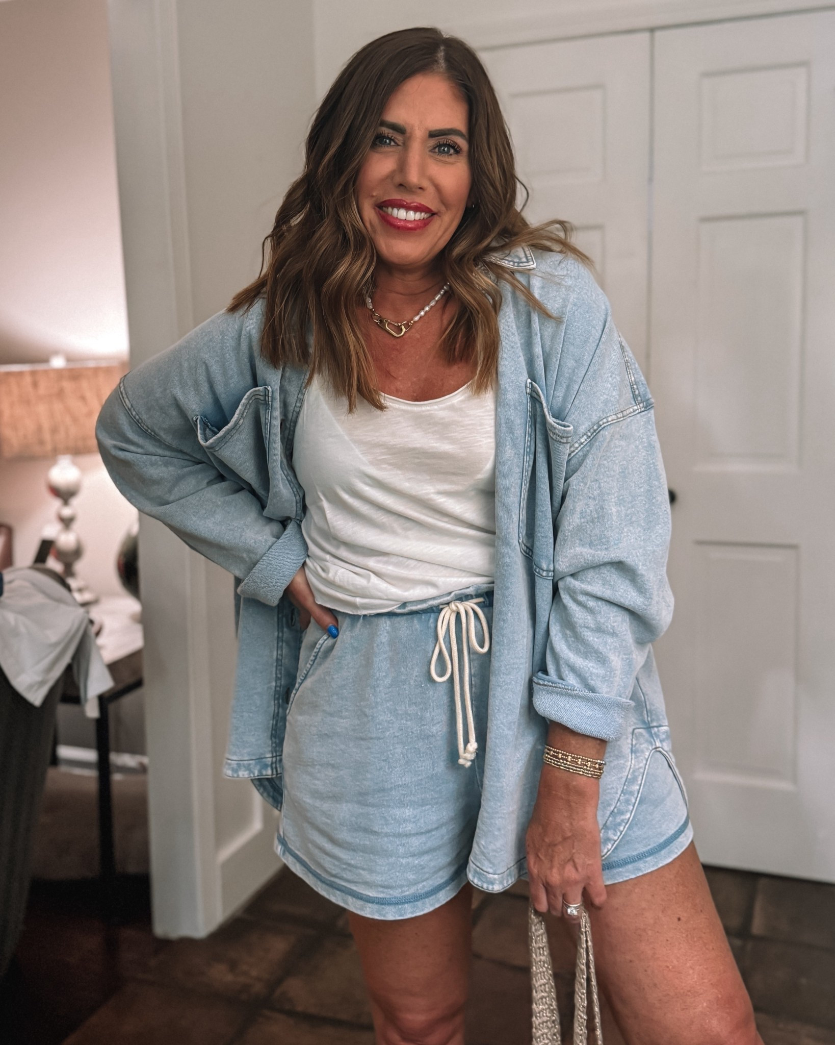 @zsupplyclothing comfy matching separates

All day knit denim jacket/size large
Knit denim shorts/medium

Exact tank is old. I will link a similar option. 

￼

#LTKootd #LTKOver40 #LTKmomlife