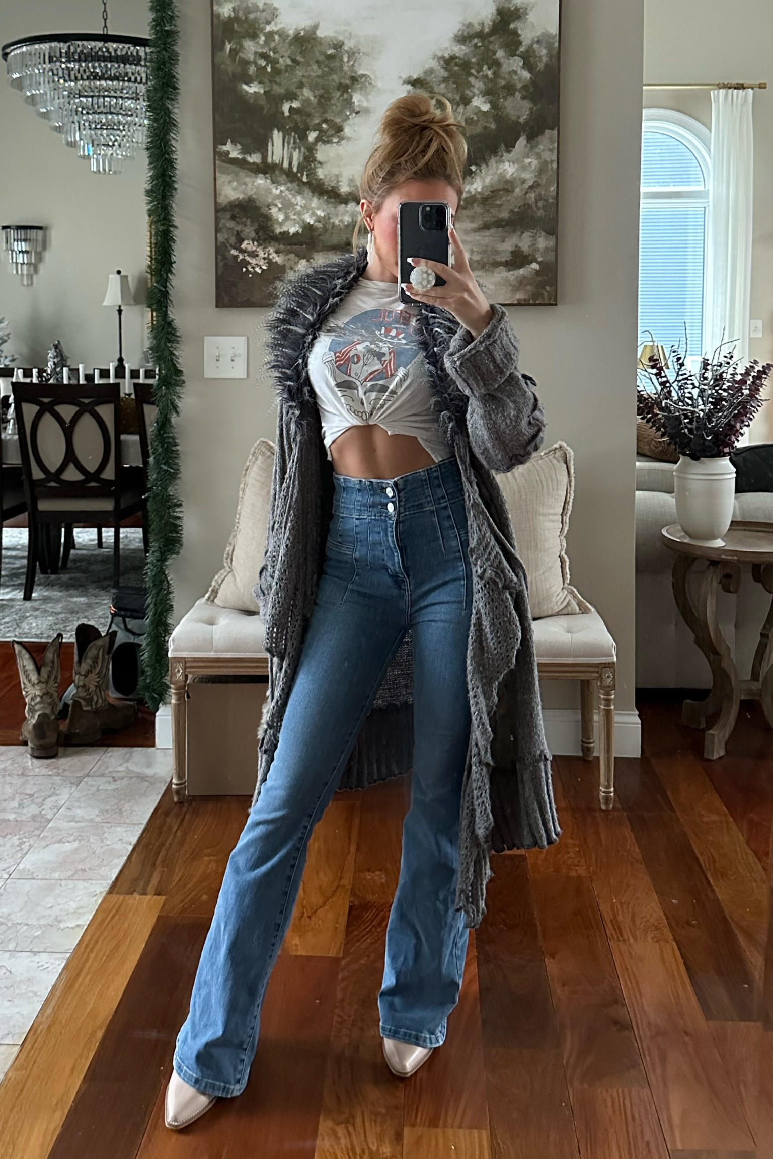 I bought the tshirt years ago at target, and my fur cardigan was bought awhile ago at a boutique in my area. Sorry :( 