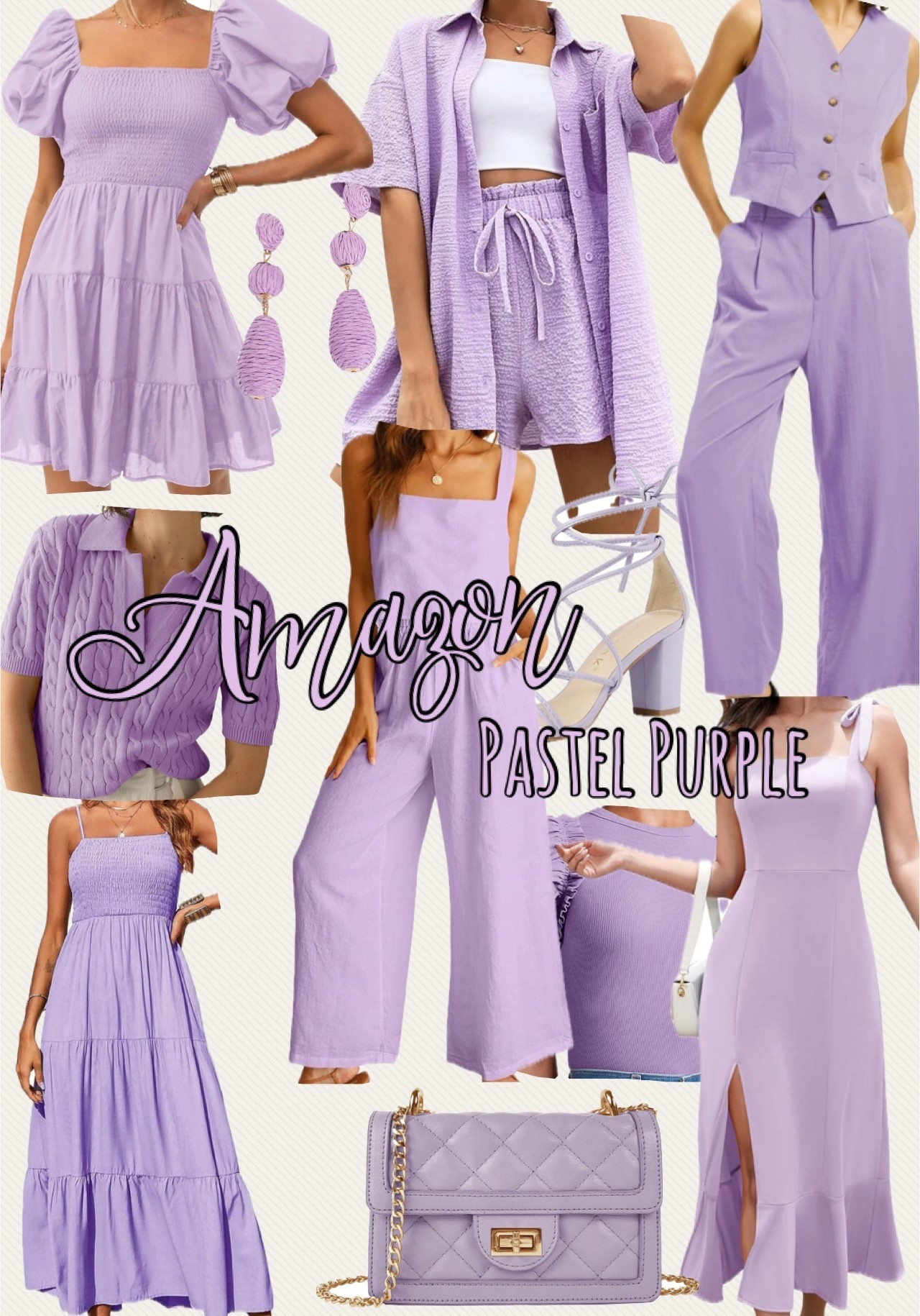 Purple outfits on Amazon / purple dress / Easter dress / pastel purple finds / purple sandals 