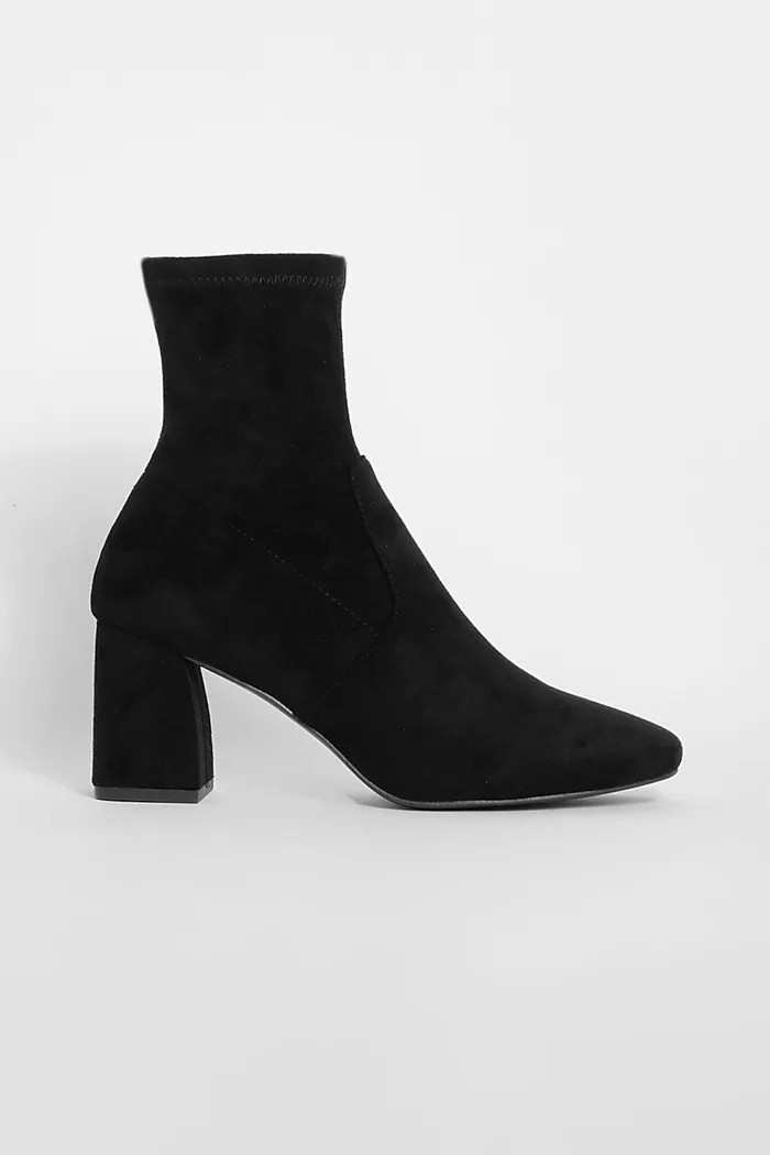 Wide Fit Square Toe Block Heeled Boots | Boohoo.com (UK & IE)