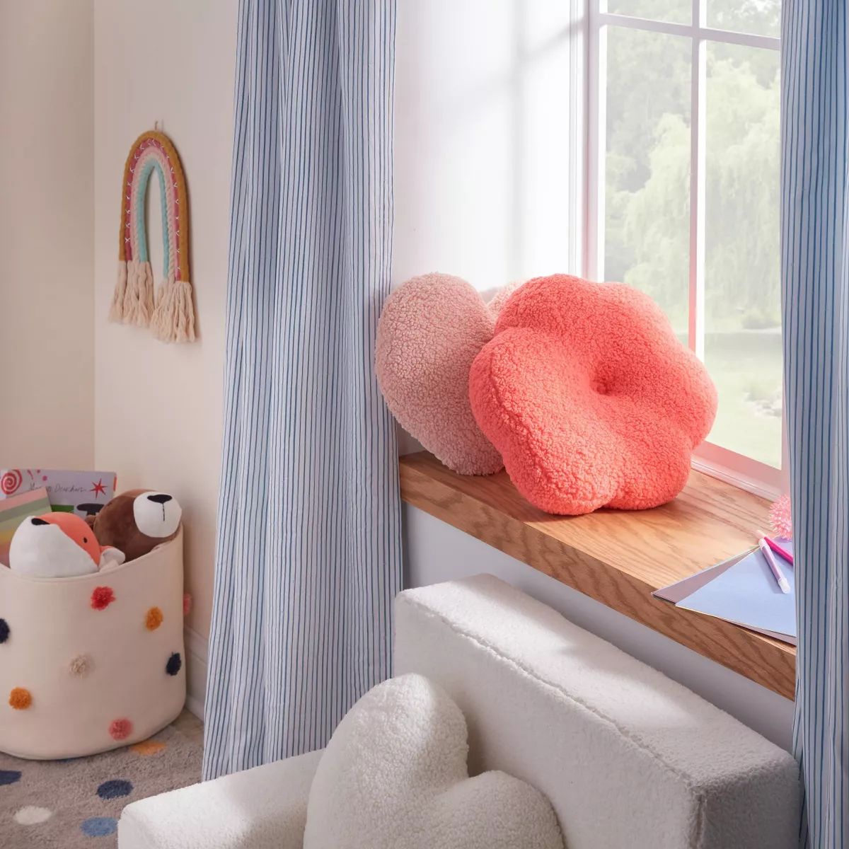Flower Boucle Kids' Decorative Pillow Coral Red - Pillowfort™ | Target