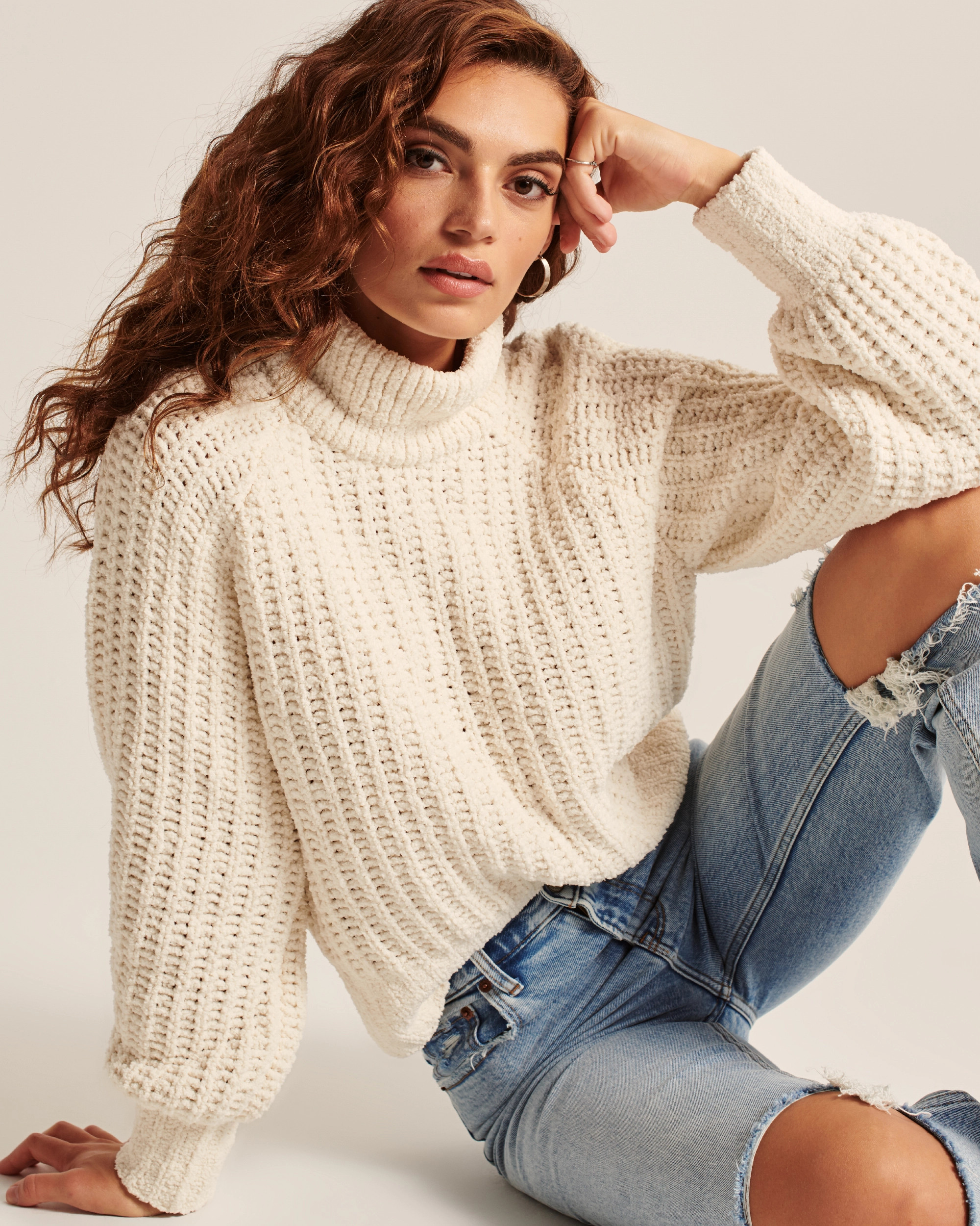 Textural Chenille Turtleneck Sweater | Abercrombie & Fitch (US)