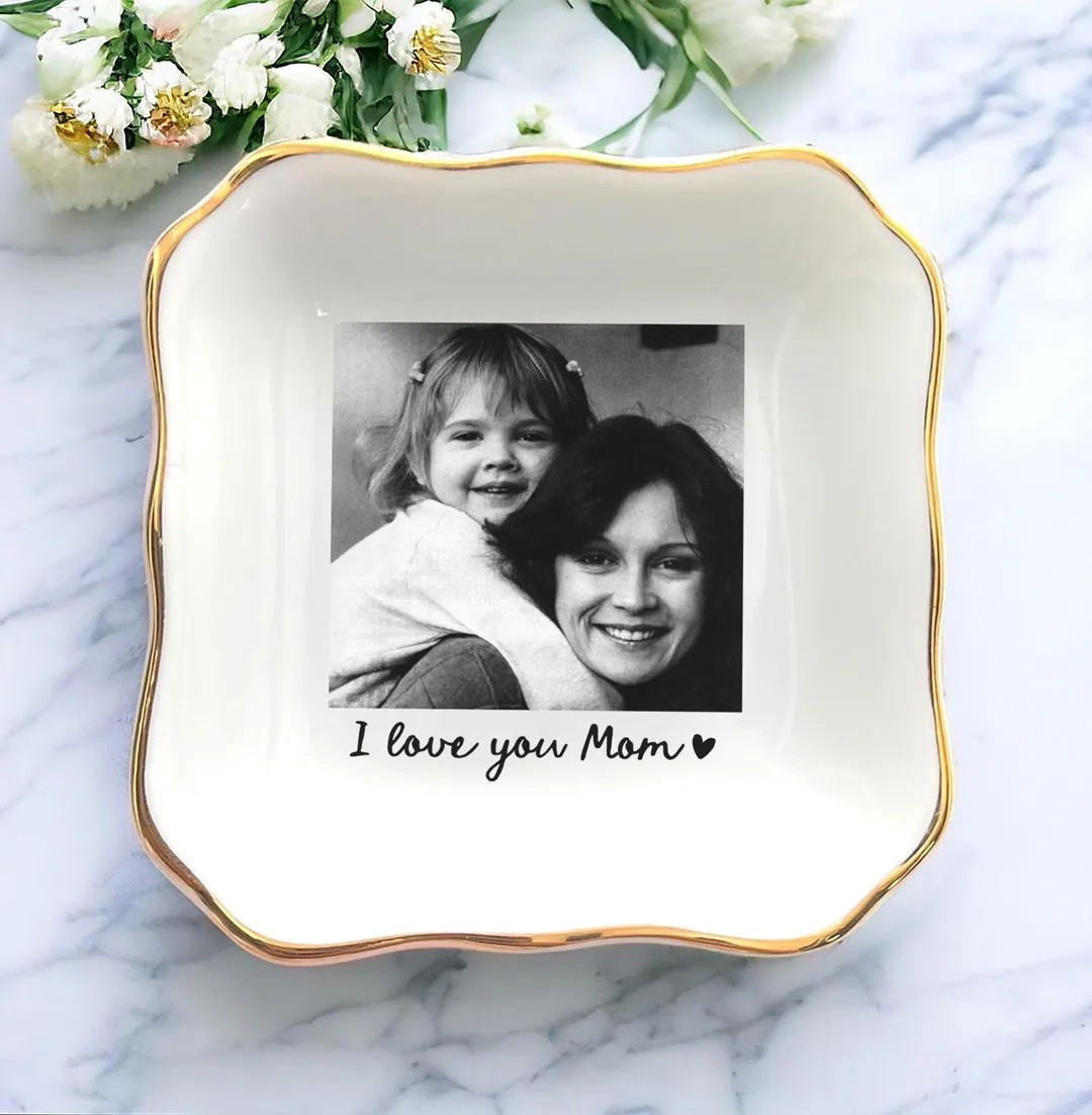 Personalized Mom Photo Jewelry Dish: Ceramic Trinket Tray Gift for Mom, Mothers Day Gift, Thank Y... | Etsy (US)