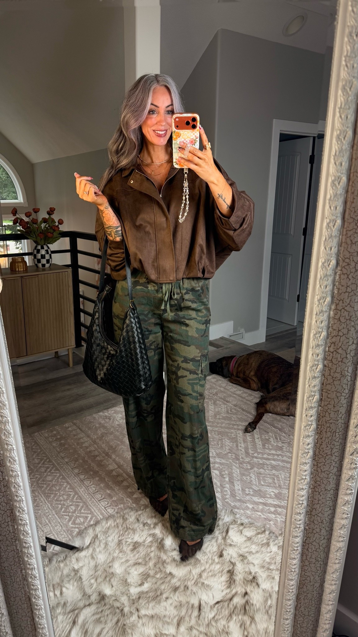 Camo cargo pants for date night! Wearing size M tall. Suede bomber jacket size M also.

#LTKOver40 #LTKSeasonal