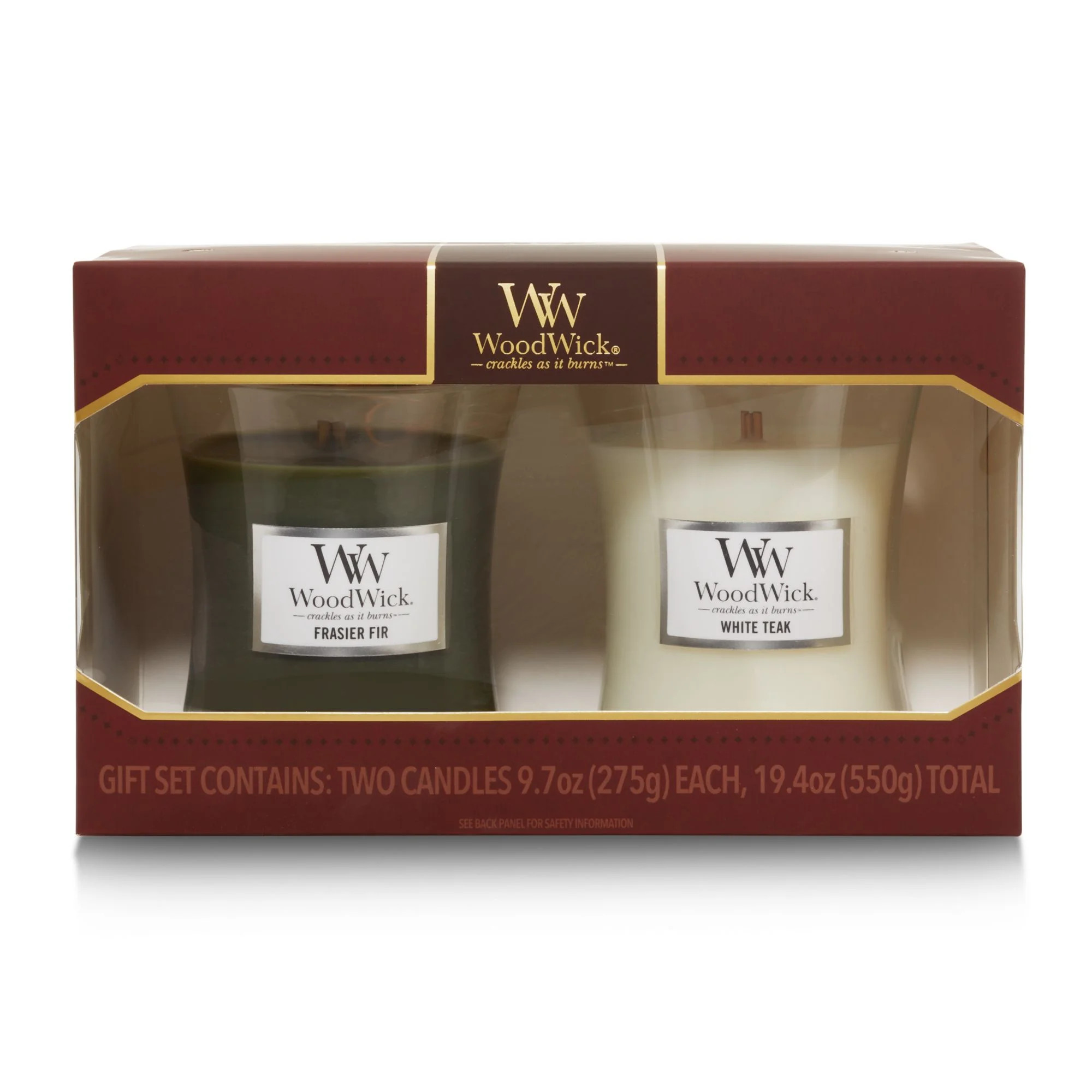 WoodWick®  Gift Set Medium Hourglass Candle Holiday Fragrance Pairing, Frasier Fir & White Teak,... | Walmart (US)